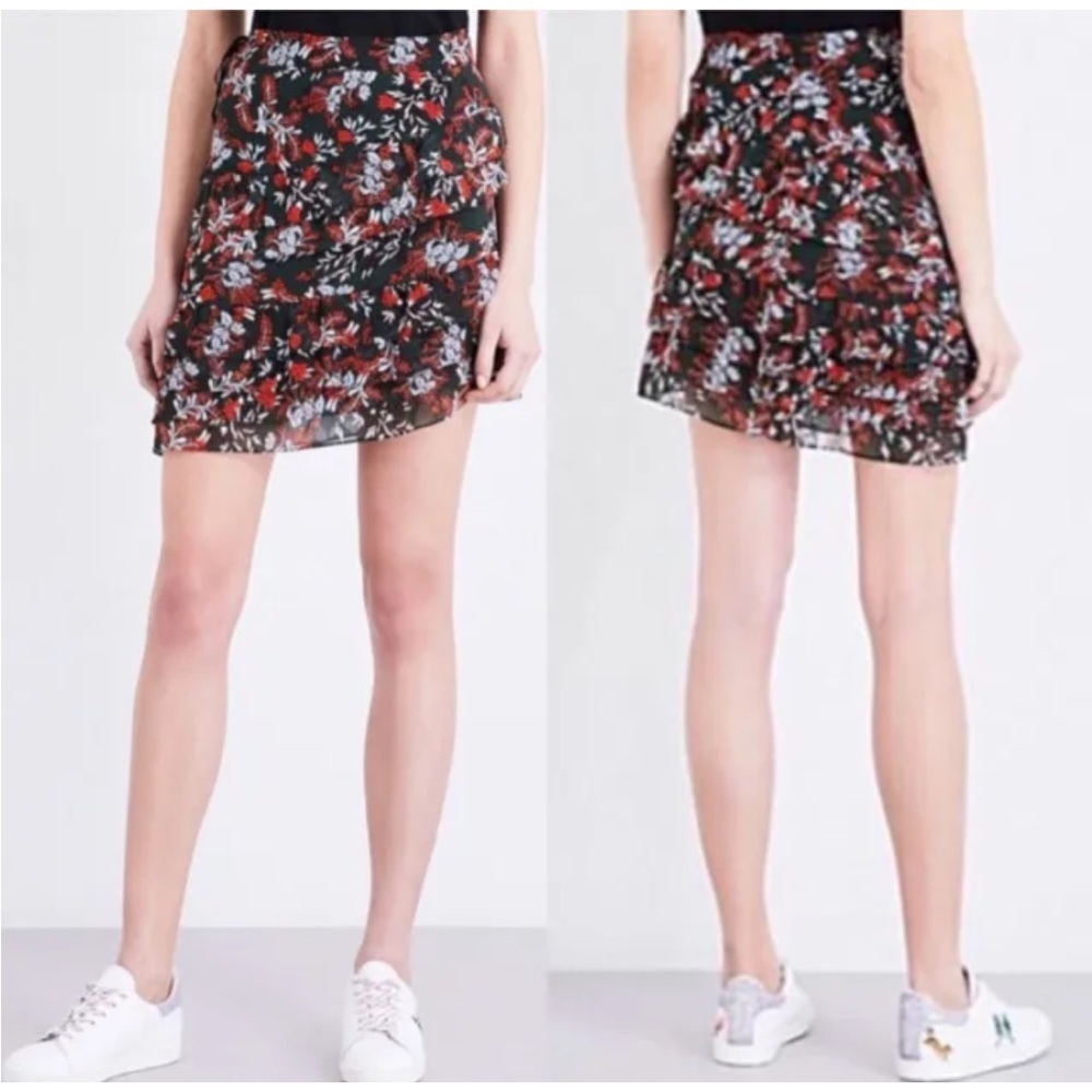 Maje Jerkita Floral-print Crepe Mini Skirt In Imprime (14)